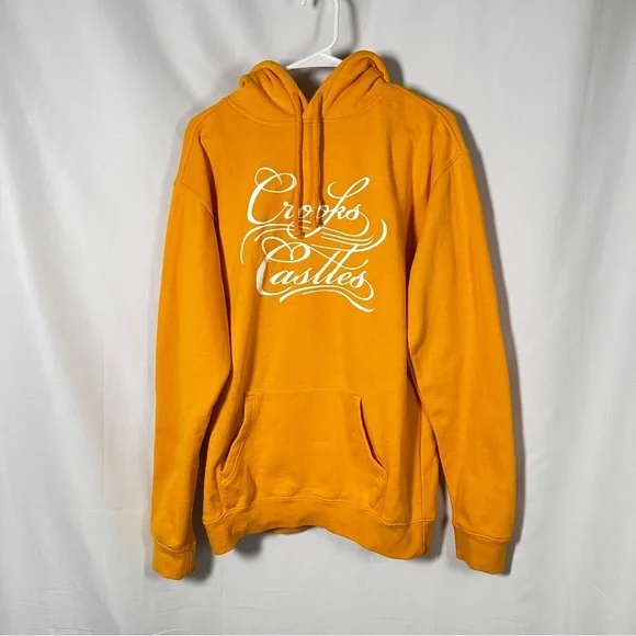 Crooks & Castles Script Logo Hoodie (M) Mustard/Gold Streetwear Skate Y2K - Picture 7 of 14